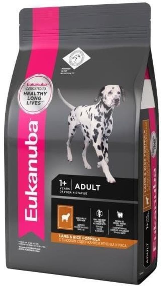 EUK Dog 1кг корм для взрослых собак всех пород Ягненок