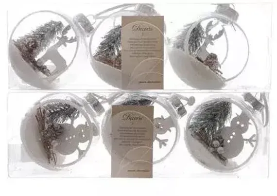 Набор пластиковых шаров Снеговичок 80 мм, прозрачный, 3 шт, Kaemingk (027258/2)