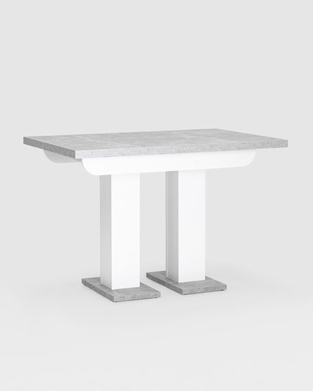 Обеденная группа стол Clyde бетон/белый, стулья Ститч серые с велюровыми ножками