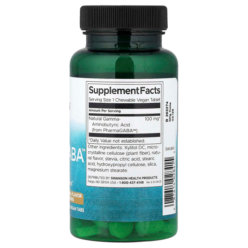 Swanson, PharmaGABA™, клубничный лимонад, 100 мг, 60 жевательных таблеток