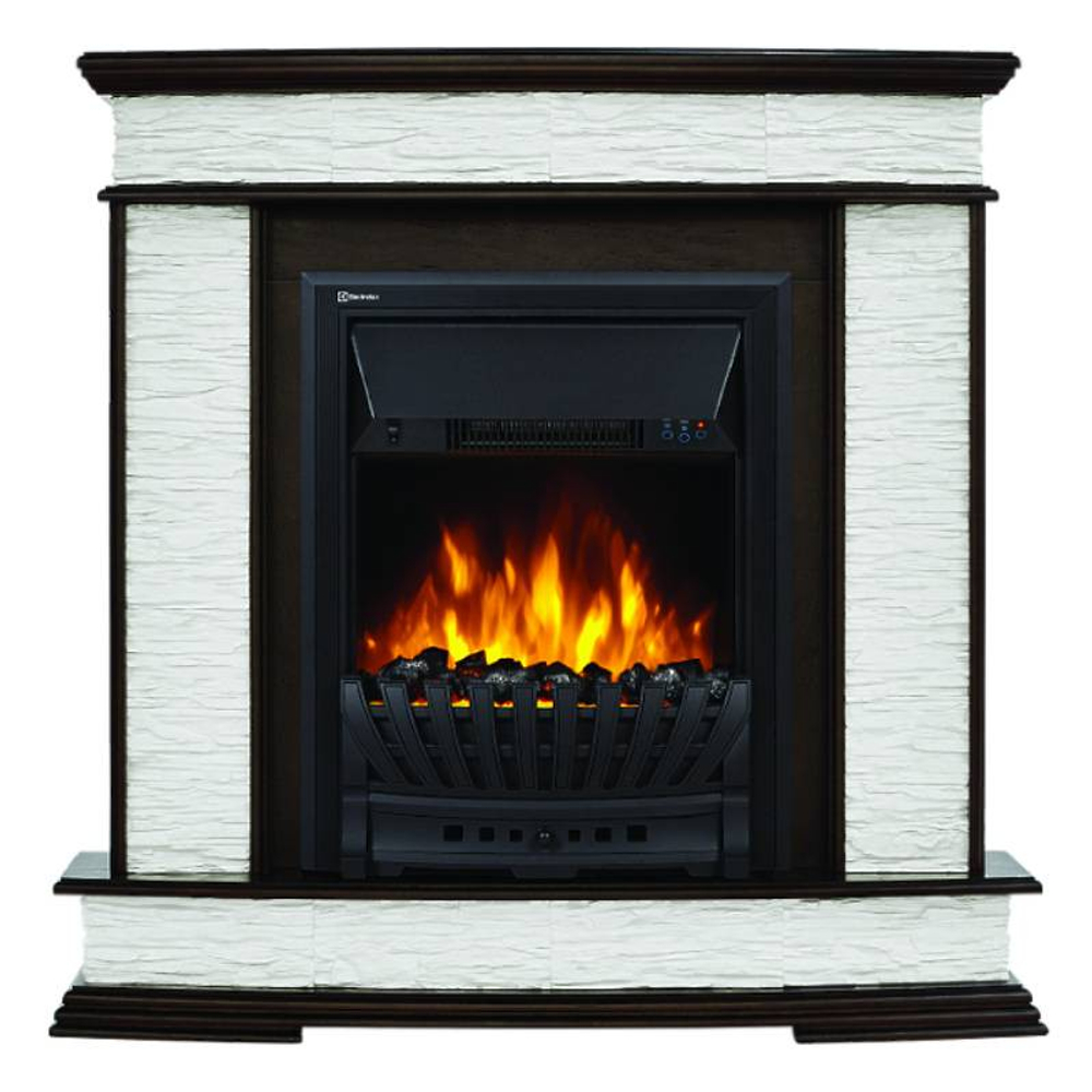 Портал Firelight Scala Classic камень сланец скалистый белый, шпон тёмный дуб