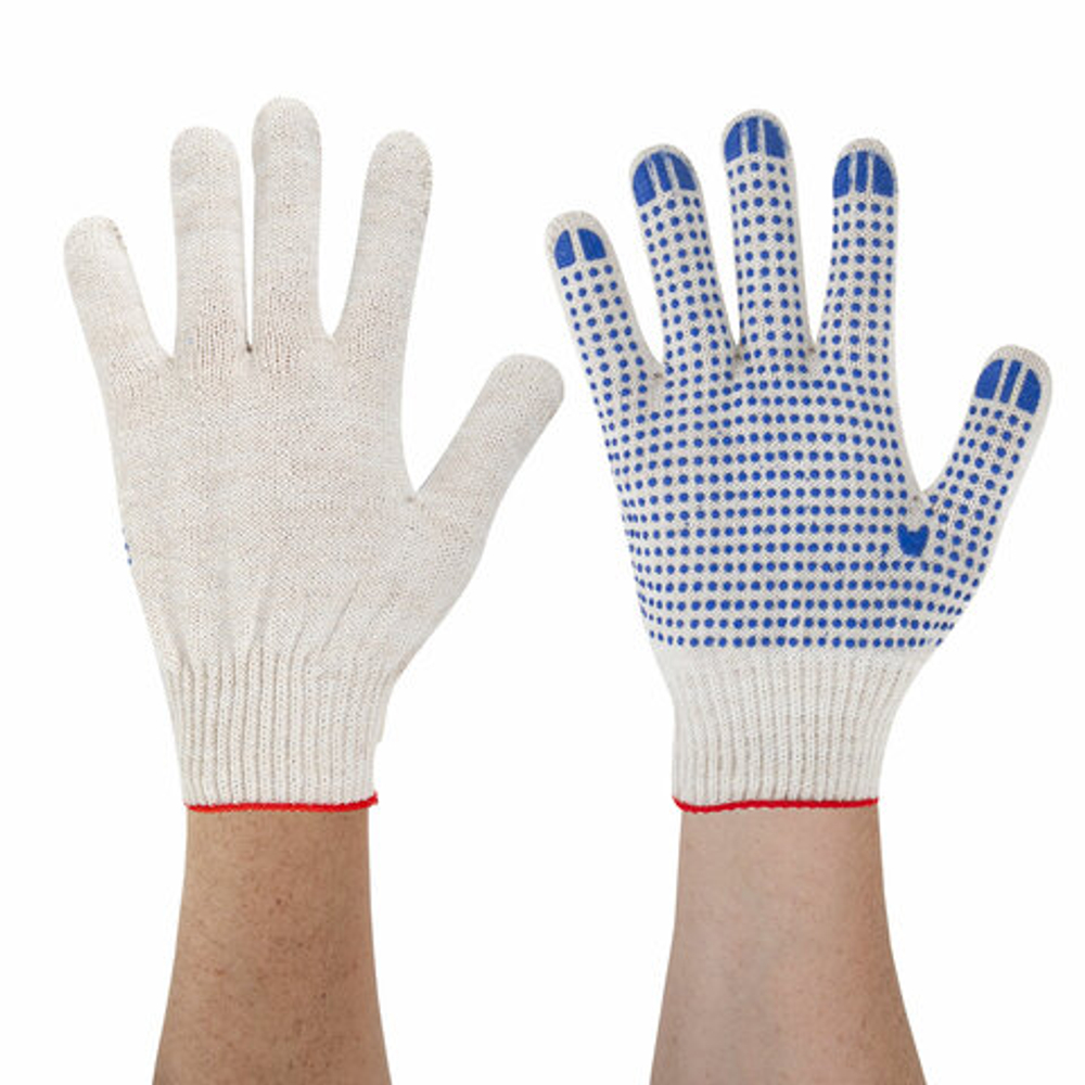 Перчатки хлопчатобумажные, КОМПЛЕКТ 100 пар, 10 класс, 40-42 г, 116 текс, ПВХ-точка, LAIMA ЛЮКС, БЕЛЫЕ