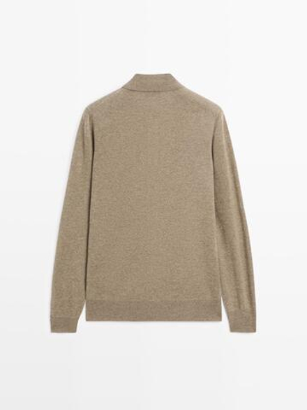 Massimo Dutti Свитер из смесовой шерсти с воротником поло, хаки