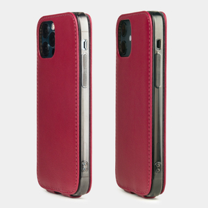 Чехол кожаный для iPhone 12/12Pro цвета малины
