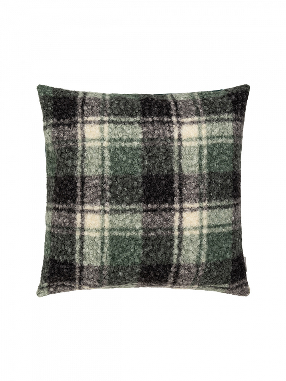 Наволочка декоративная DeNASTIA букле клетка на молнии 45х45 100%ПЭ серый,зелёный