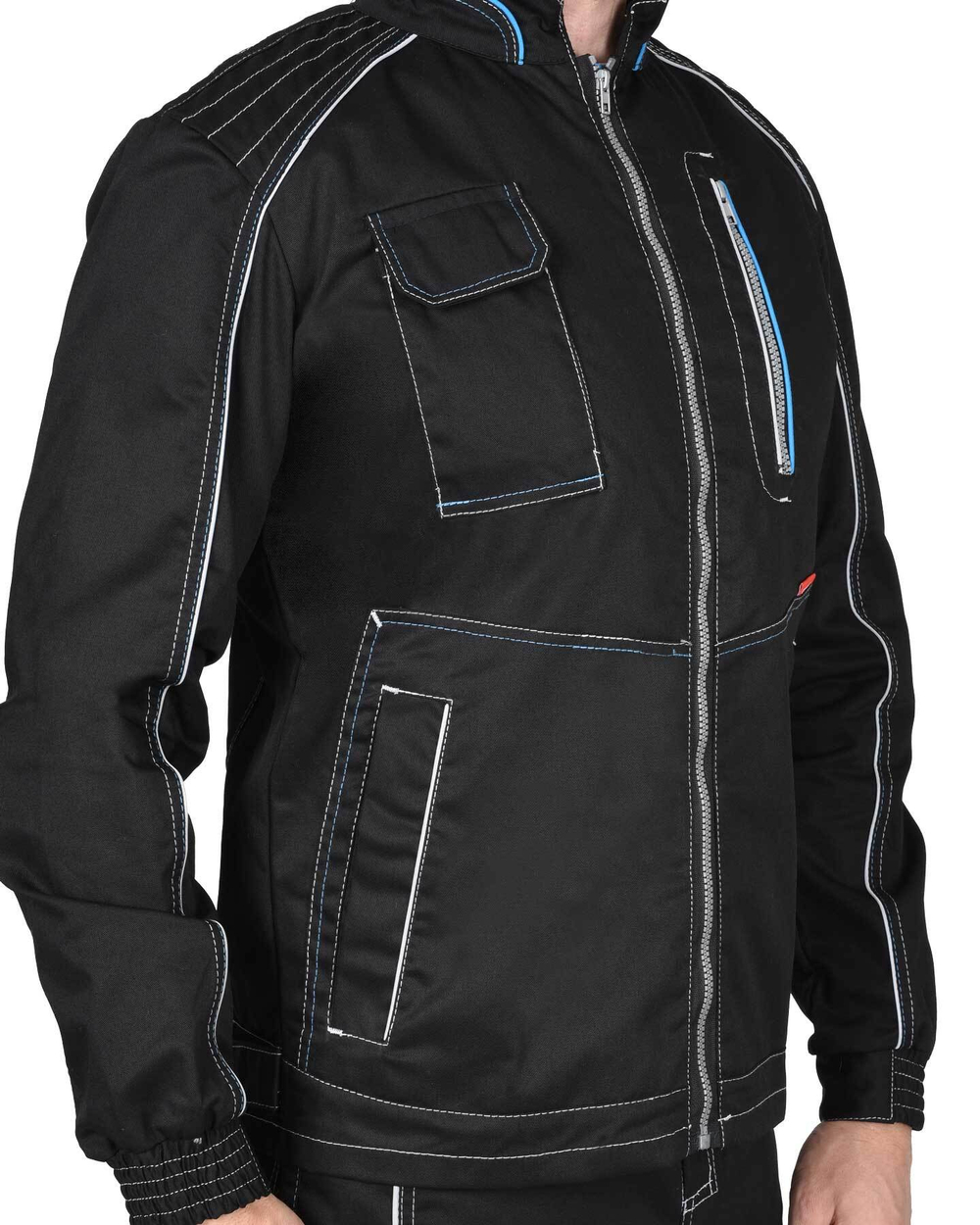 Куртка АЛЕКС черная с голубой отделкой