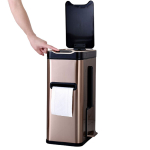 Ведро мусорное с ёршиком, сенсорное, внутр ведро, туалетная бумага, JAH-534, 7л (золотой)