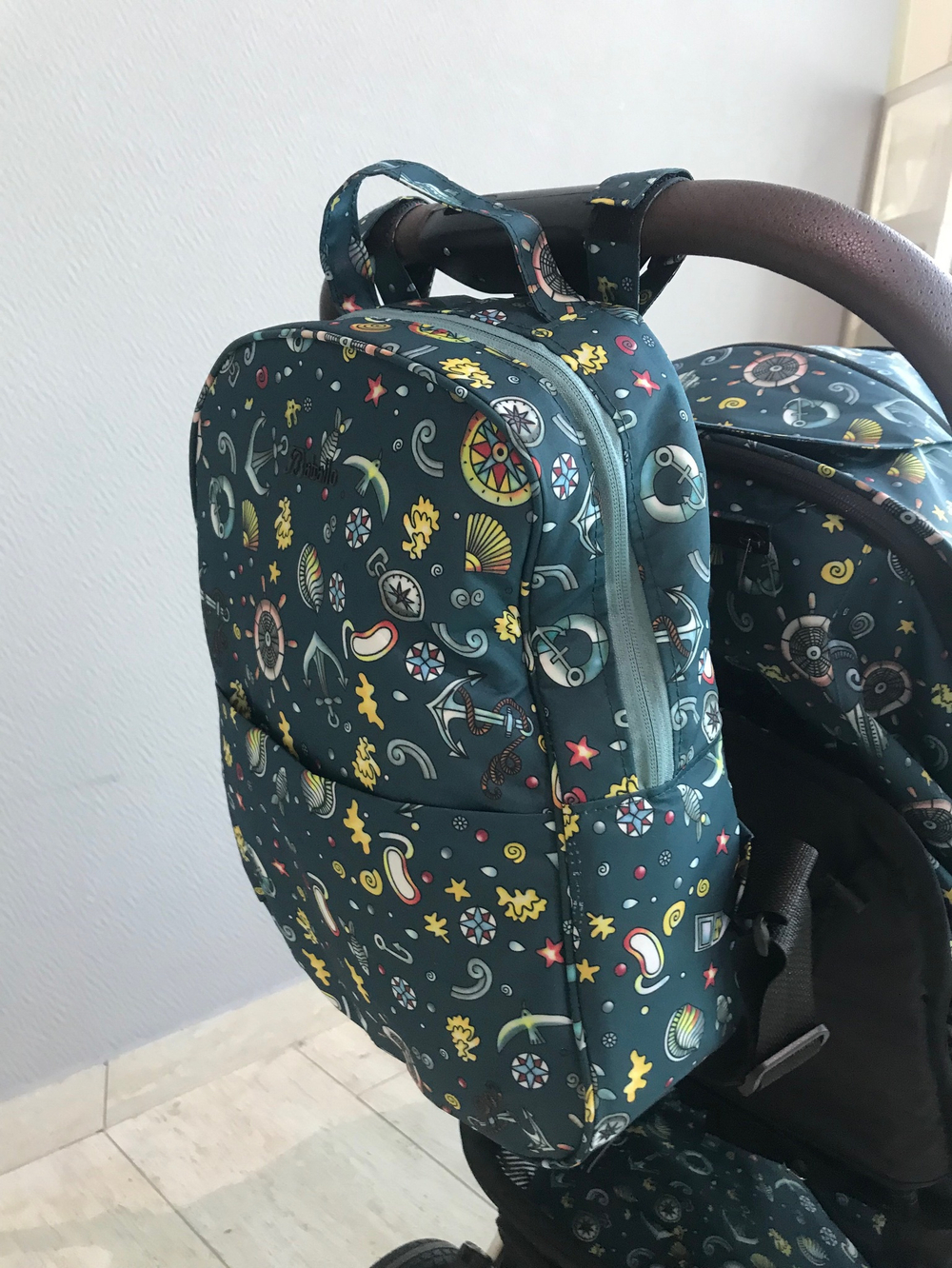 Коляска прогулочная Babalo 2024 Океан текстиль на белой раме