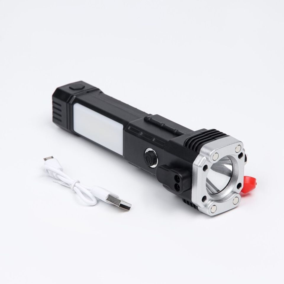 Фонарь ручной аккумуляторный 4 режима USB, стропорез 9359943