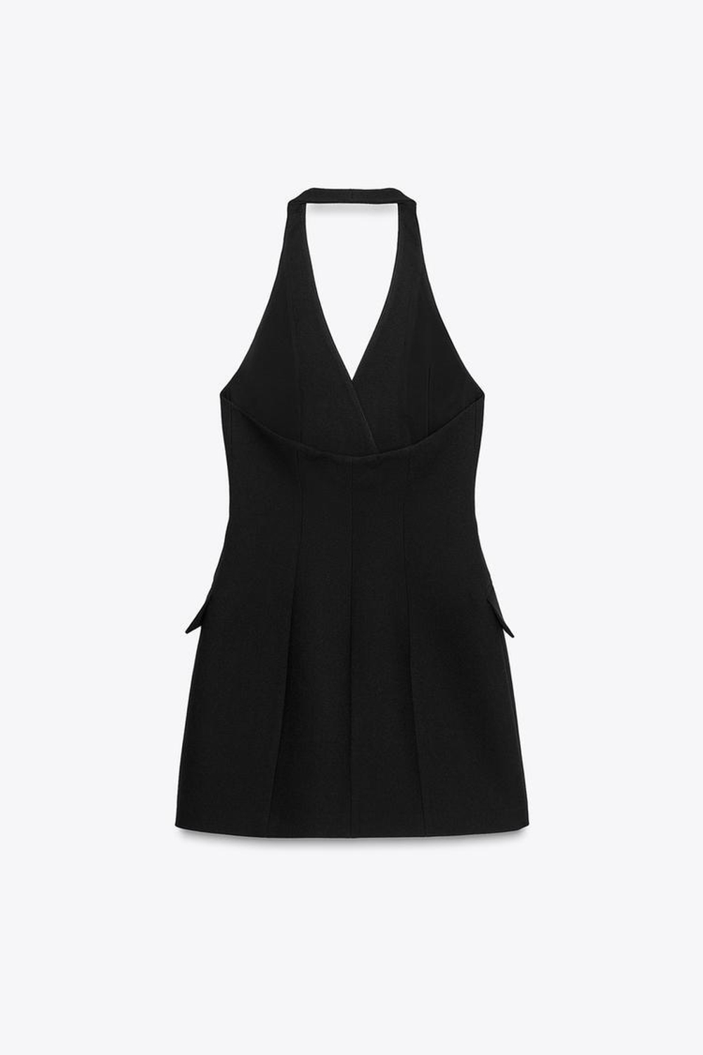 ZARA МИНИ-ПЛАТЬЕ С ВОРОТНИКОМ-ХАЛТЕР, ЧЕРНЫЙ