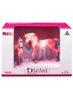 Набор фигурок животных Мир фэнтези Семья красных единорогов 2 шт