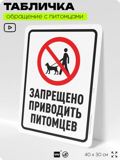 Табличка "Запрещено приводить питомцев" на дверь и забор, для двора, дома, подъезда, 40х30 см, Silver Plane x Айдентика Технолоджи