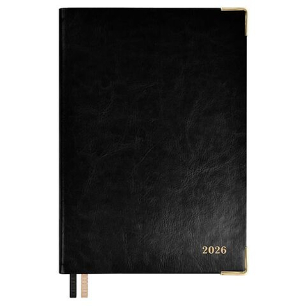 Ежедневник дат. 2026г А5 176л., кожзам, интегр.пер. "#Думай как миллиардер. Сариф черный" ляссе