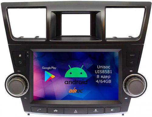 Магнитола для Toyota Highlander 2 2007-2013 XU40 - Airok RM-1122B Android 12, SIM-слот (кнопки + крутилки)