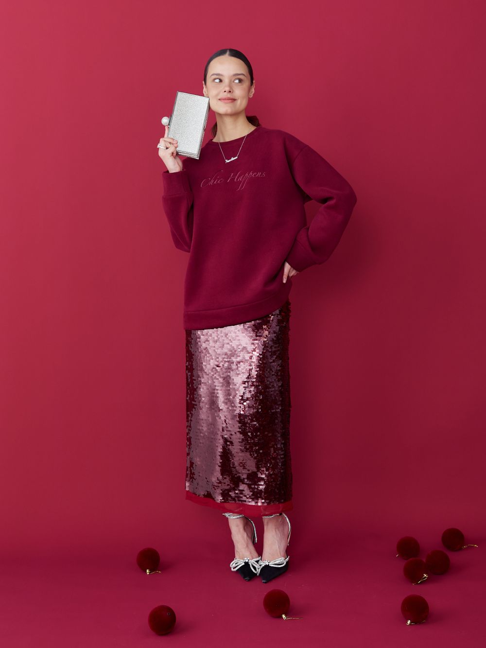 СВИТШОТ CHIC HAPPENS BORDO