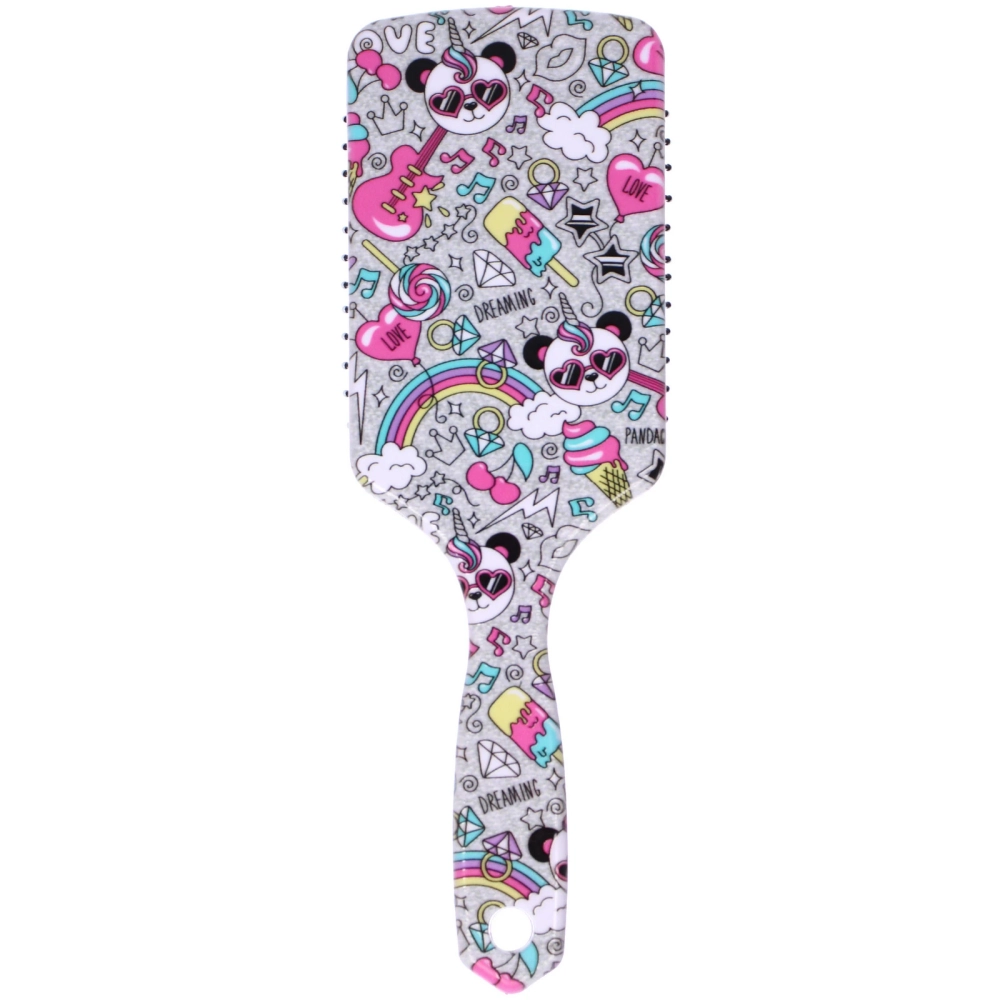 Расческа массажная прямоугольная форма «КОЛЛЕКЦИЯ ИМАНИ - ЭЛАНТРО», микс 4 дизайна, 24*7,5см (PVC упаковка)