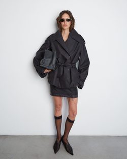 Тренч с утепленным жилетом черный