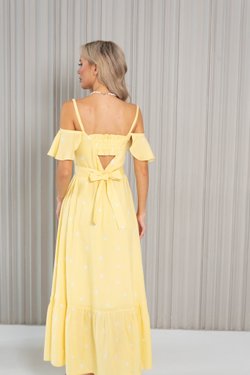 Сарафан желтый в белый горох