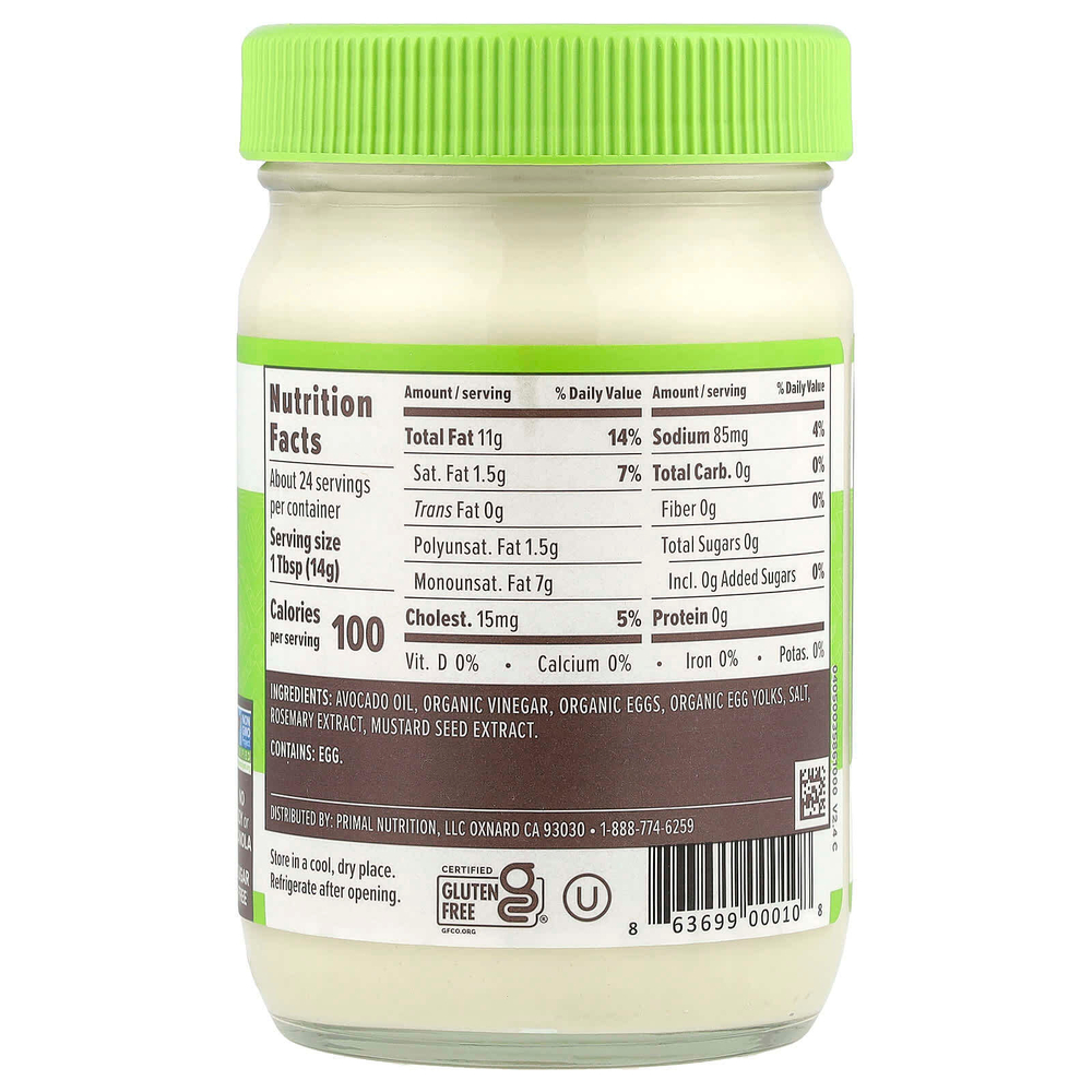 Primal Kitchen, майонез из масла авокадо, 355 мл (12 жидк. унций)