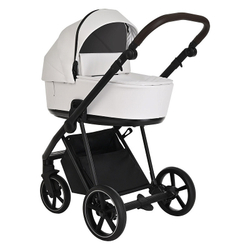 Детская коляска Roan Sol Кожа 2 в 1 RSL/2024 White/Black/руч.Тем.коричневый