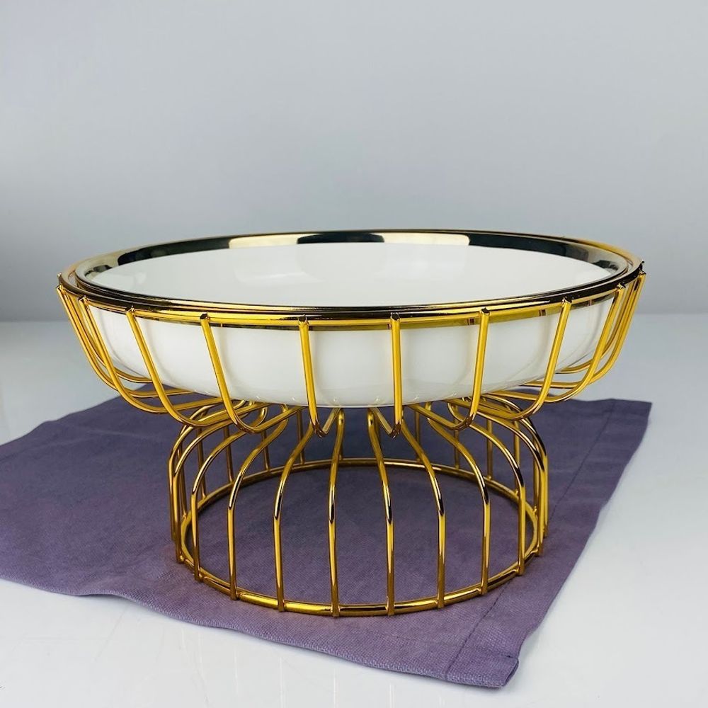 Lenardi 164-009 Блюдо 23см на подставке MULTICOLOR в под.уп.(х8)Фарфор