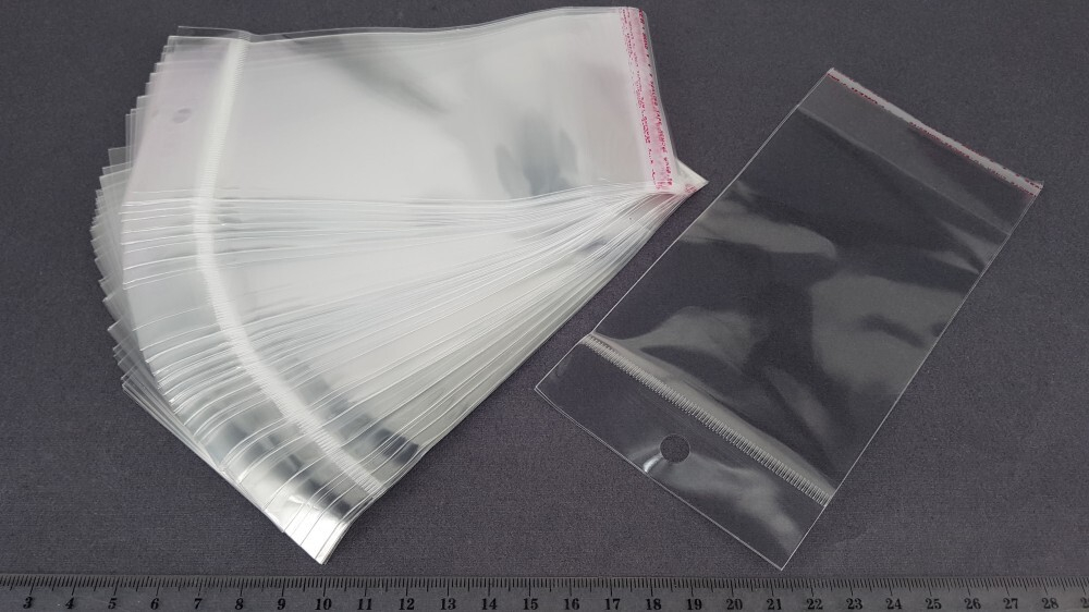 Набор пакетиков с клеевой полосой и подвесом 6х12см 200 шт