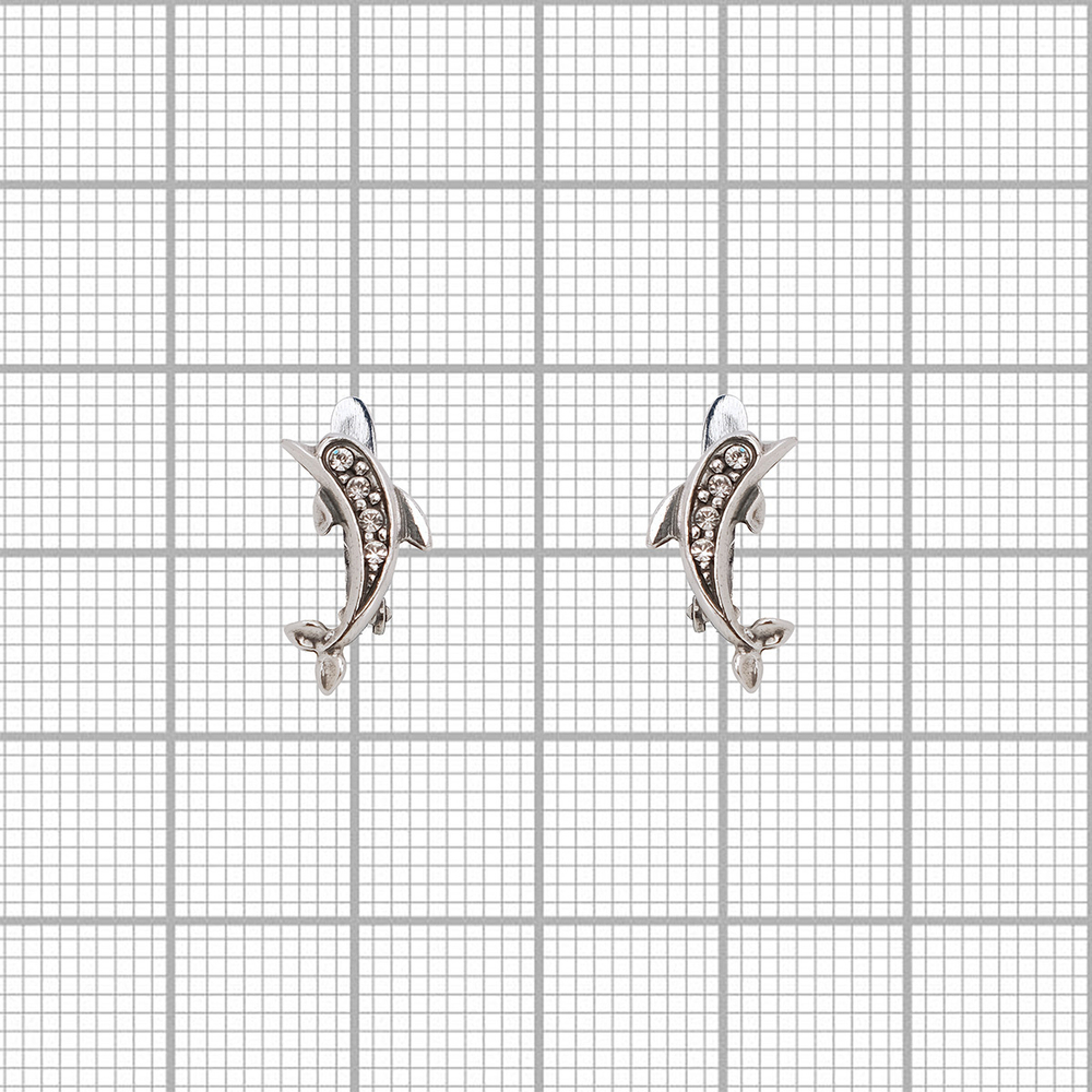 "Дофе" серьги в серебряном покрытии из коллекции "Животные" от Jenavi  с английским замком