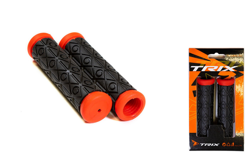 Грипсы TRIX, резиновые, 120мм, 2-х компонентные, черные с красным кантом