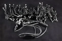 Светодиодная нить с мерцающим диодом 10 м., 220V, 100 холодных белых LED ламп, черный каучук, соединяемая, Winner Light (w.01.7B.100+)