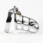 Серебристый мужской пояс верности «Клетка целомудрия № 2» (Цвет: серебристый)