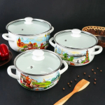 Набор эмалированной посуды 6 пр, кастрюли 2,3,4 л, Керчь, Белые ночи-Экстра