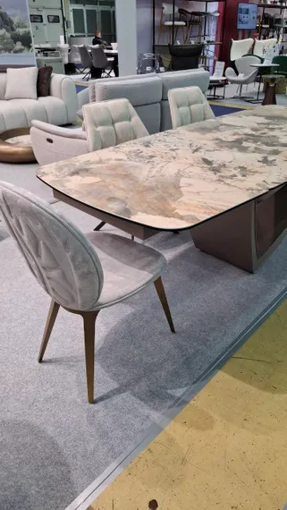 Стул Cava серо-бежевый с золотыми ножками