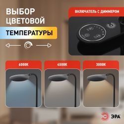 Настольный светильник ЭРА NLED-498-10W-BK светодиодный сo съемным основанием черный