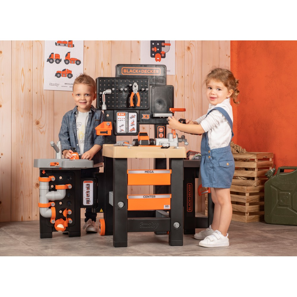 Детский мега-верстак Smoby Black 360726WEB & Decker с зоной маляра и сантехника 100 аксессуаров от 3 лет — фото 10