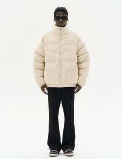 Пуховик HARSHandCRUEL "Gothic Logo" Suede Puffer Jacket