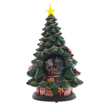 GAEM Фигур декор в стекл шаре "Елка и дед Мороз" (подсв, муз, вьюга, AAх3 н/п), D 10 см, L19,5 W19,5 H35