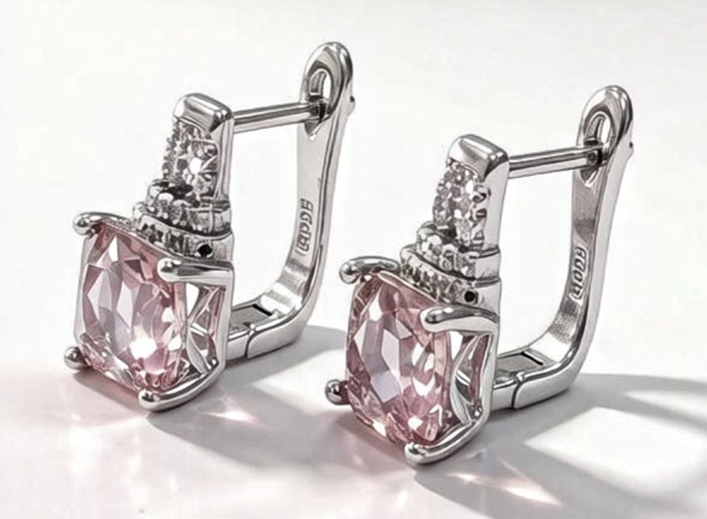 Ювелирные серьги из серебра 925 пробы с султанитом