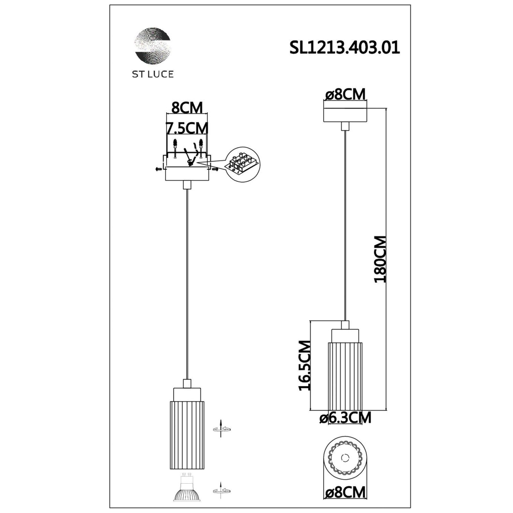 SL1213.403.01 Подвес ST-Luce Черный/Черный GU10 1*5W 4000K