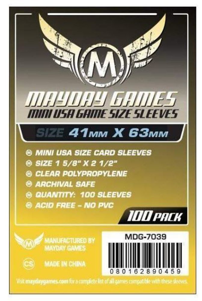 Протекторы для настольных игр Mayday Mini USA Game Size (41x63) - 100 штук