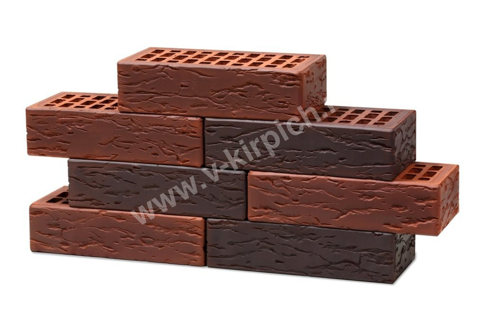 Кирпич лицевой Воротынский одинарный микс антик-кортен, руст