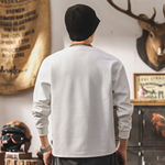 Мужская футболка в американском ретро-стиле,с длинным рукавом, воротник-стойка, модный бренд, повседневная свободная мужская футболка