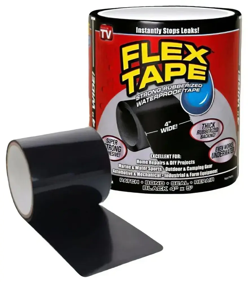 Клейкая лента, сверхпрочная армированная Flex Tape/ремонтная/сверхсильная/сварка/герметик/монтажная/усиленной фиксации/черная