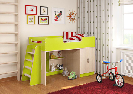 Кровать-чердак КарИВи Легенда 2.1  Дуб Молочный Лайм