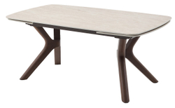 Стол КИРАН (KIRAN) 180 БЕЖЕВЫЙ МРАМОР (MATTE SICILY BEIGE SOLID CERAMIC) / Орех темный, ®DISAUR