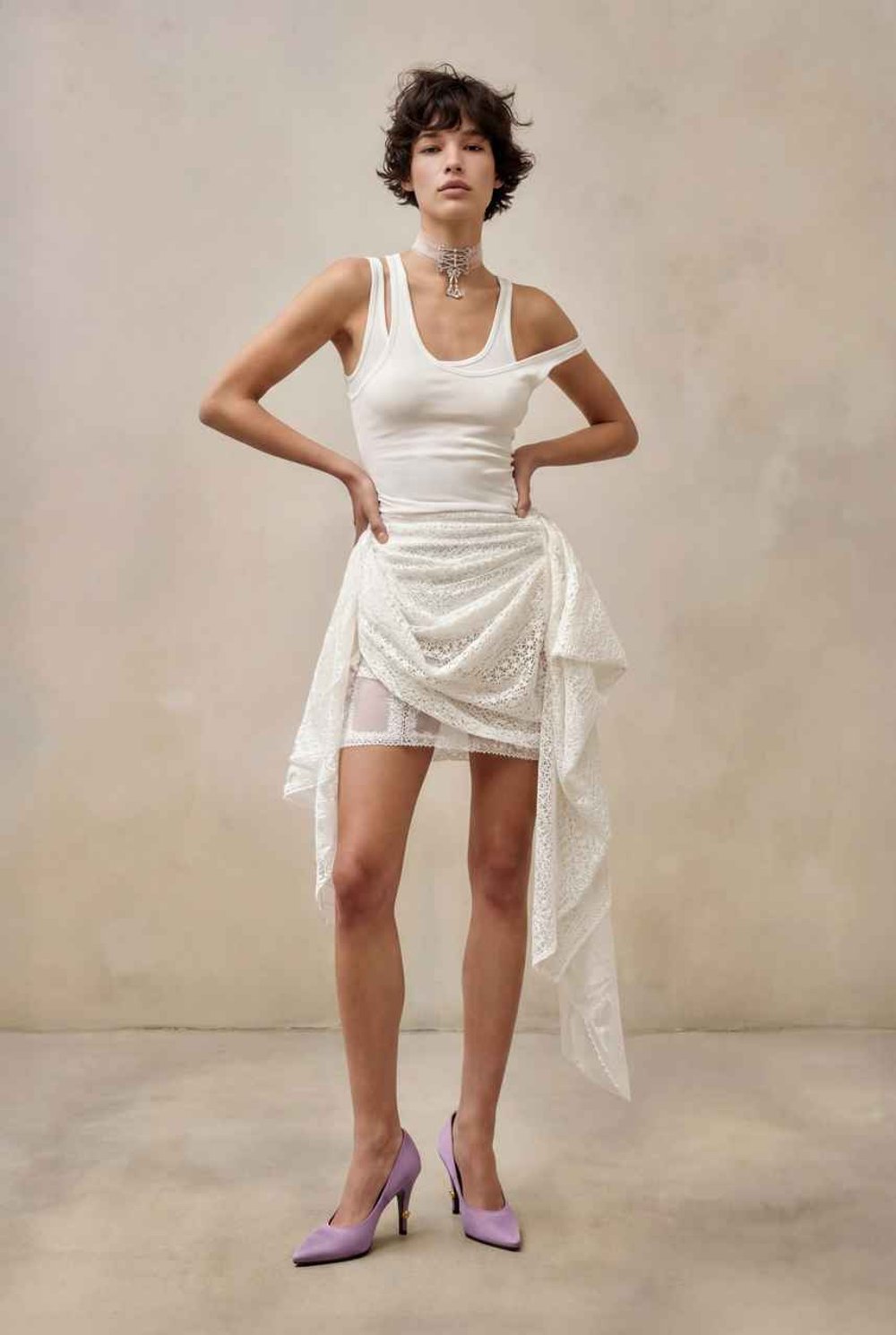 Майка белая двойная, Белый