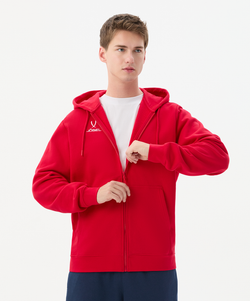 Флисовое худи на молнии ESSENTIAL Cotton Fleece FZ Hoodie, красный