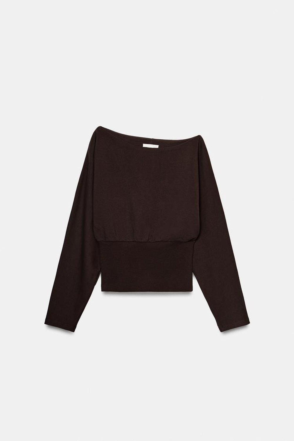 ZARA АСИММЕТРИЧНАЯ ХЛОПКОВАЯ ТОЛСТОВКА, ШОКОЛАДНЫЙ