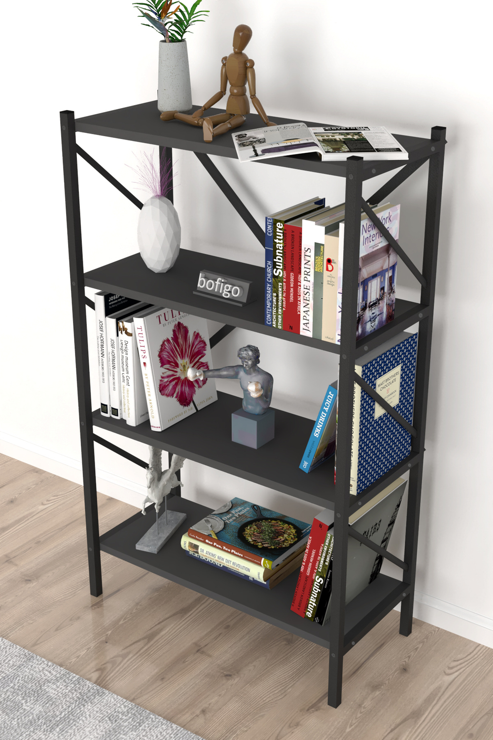 Стеллаж 4 полки 120х66 - антрацит