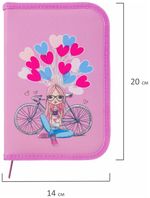 Пенал BRAUBERG, 1 отделение, 2 откидные планки, ткань, 20х14 см, "Glam Girl", 229287