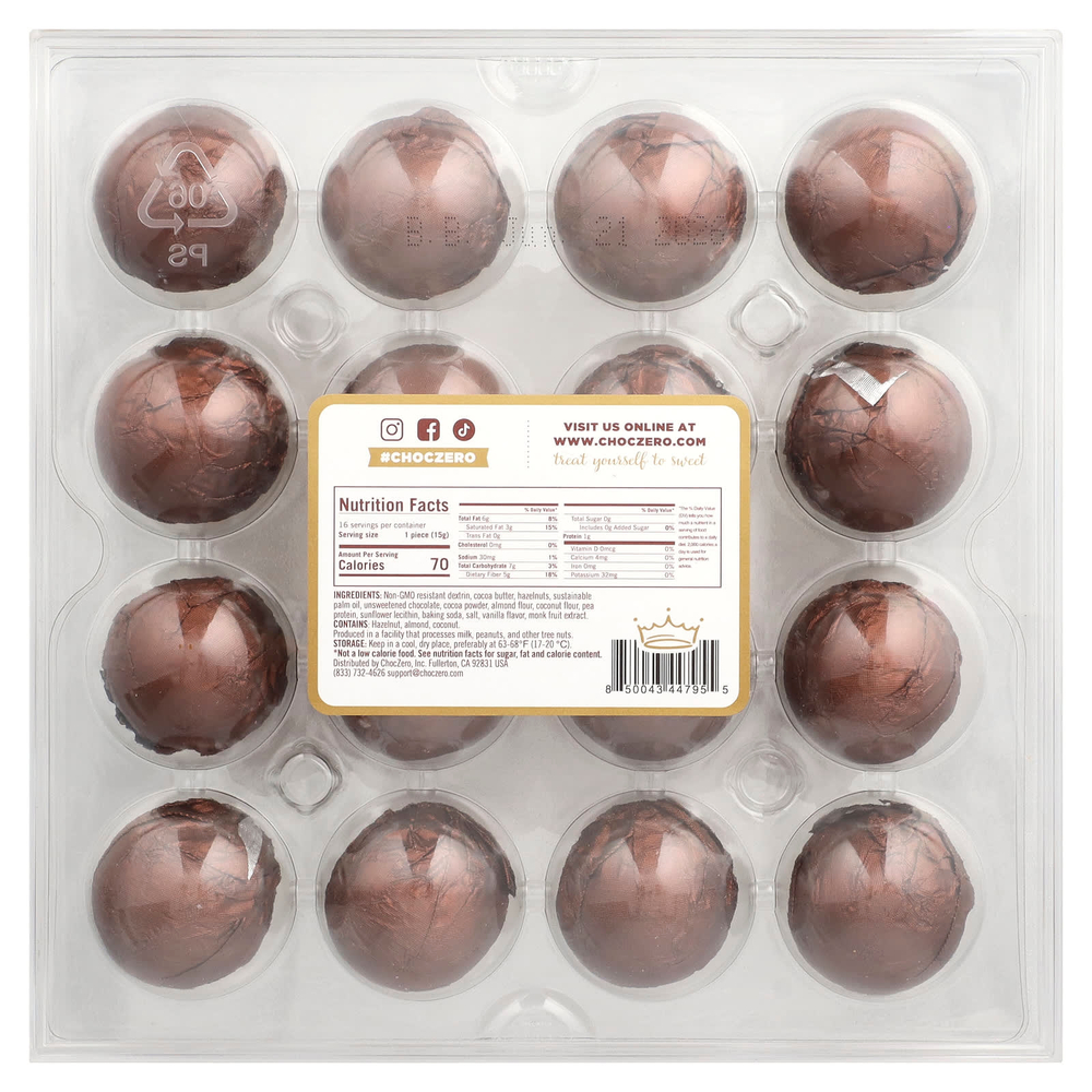 ChocZero, Королевский трюфель, темный, с фундуком, 240 г (8,5 унции)
